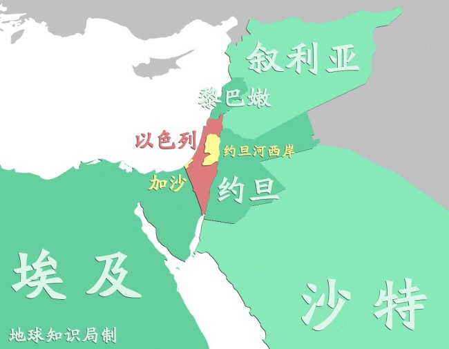 加沙地带地图,加沙被以色列和埃及包围