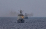 南海某海域，舰艇编队开展实战化全训考核
