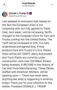 美国为何又威胁提高欧盟汽车关税 贸易协议前景堪忧