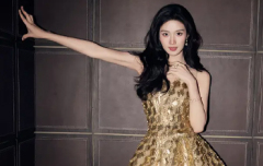 卢昱晓穿金色亮片裙复古美艳 四肢纤细锁骨诱人