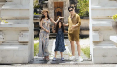 严屹宽妻子晒全家福！一家三口去印尼旅游心情好