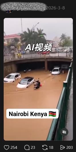 肯尼亚严重洪灾视频竟是AI生成