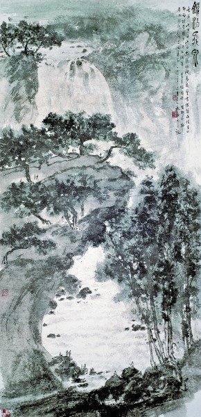 镜泊飞泉（中国画）傅抱石