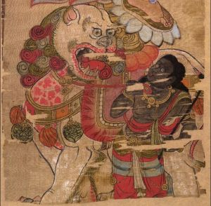 敦煌藏经洞唐代绢画：骑狮文殊像