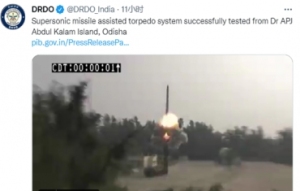画面曝光！印度再次成功试射奇葩反潜鱼雷导弹