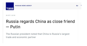 普京:俄视中国为亲密朋友，相信俄中两国贸易额可以达到既定目标