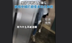 男子下班被领导按住电梯要求加班 称大家都在加班