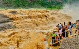 陜西延安：黃河壺口瀑布現(xiàn)水岸齊平景觀