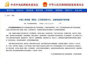 中国人寿保险原总裁杨超被开除党籍 严重违纪违法受查