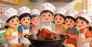 萌宝们在幼儿园煮大肘子活动在社交平台爆火