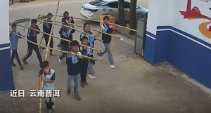 太甜了！小学生送甘蔗拼成“110”致谢警察