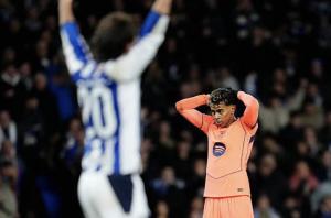 三粒进球被吹 巴萨客场不敌皇家社会 五次门框难改败局