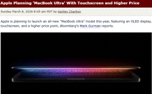 苹果最高端笔记本来了 MacBook Ultra搭载OLED触控屏