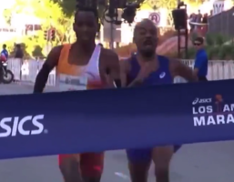 洛杉矶马拉松上演戏剧性逆转 美国选手领先优势只有0.18秒