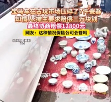 车主古玩市场压碎7件瓷器赔偿1.28万 知情人回应