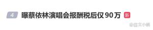 曝蔡依林演唱会报酬税后仅90万 票房收入去向引热议