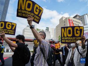 日本广岛民众抗议G7峰会 日本多个团体联合多国人士多次发起声势浩大的集会游行