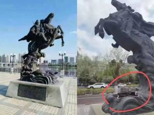 辟谣立马双龟雕像被拆除 “立马双龟”雕像不吉利？
