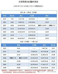 北京市郊铁路S2线列车运行图调整 满足春季踏青需求