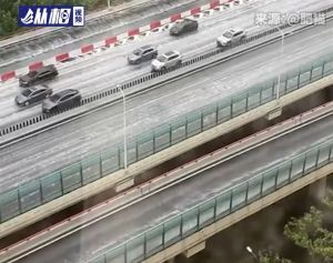 上海一高架現(xiàn)白色泡沫似下雪 雨天車輪碾壓所致