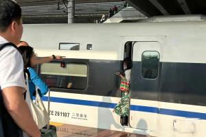 一乘客沖出高鐵被車門夾住 女子看錯指示屏上錯車