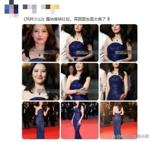 高圓圓與女兒牽繩遛彎超有愛(ài),，戛納紅毯生圖被夸超美
