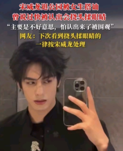 女生逛公园偶遇帅哥上前要微信被拒后，回家发现是宋威龙 误认普通人