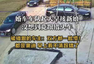 河南男子开奥迪被误当婚车头车，双方懵圈后车队倒车离开