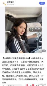 演员金晨疑似驾车肇事逃逸 顶包事件引发关注