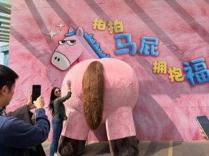“拍马屁”走红 马年第1个顶流出现了 新春福运装置受热捧
