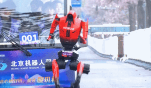 人形机器人半马“闪电”率先冲线 北京荣耀夺冠