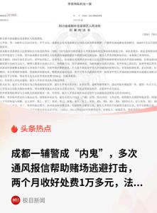 四川一辅警给赌场当“内鬼”获刑 权力任性的代价