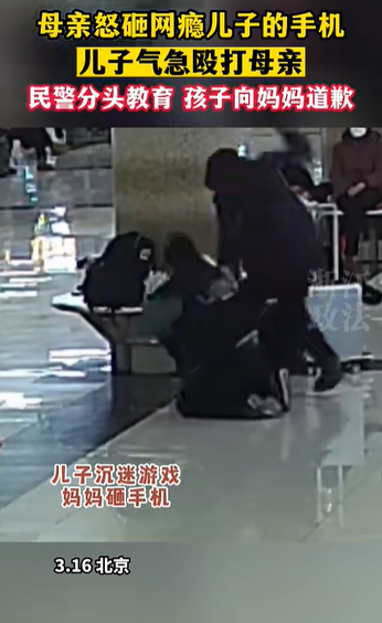 网瘾少年打母亲民警教育：一个摔手机一个打人，都不对！