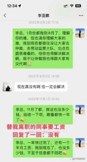 曝李亚鹏拖欠员工工资社保 再陷舆论漩涡经济危机加重