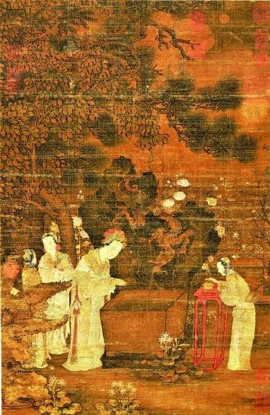 　　《浣月图》（中国画）佚名（五代） 台北故宫博物院藏