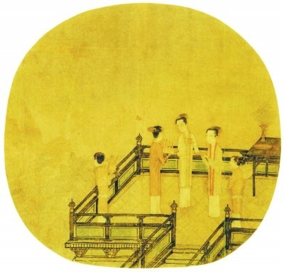 北宋刘宗古所绘《瑶台步月图》中的中秋拜月场景（现藏于故宫博物院）
