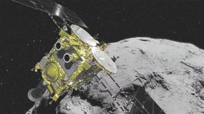 日本宇宙航空研究开发机构的小行星探测器“隼鸟2号”接近其目标小行星“龙宫”。图片来源：日本宇宙航空研究开发机构