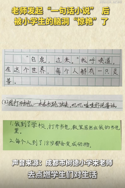 一句话小说挑战 小学生脑洞惊艳老师