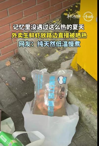 女子发现一袋虾在路边被煮熟