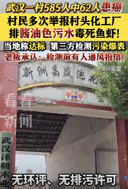 村头化工厂酱油色污水致鱼虾全死 村民癌症频发引担忧