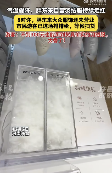 市民8点排队买胖东来羽绒服