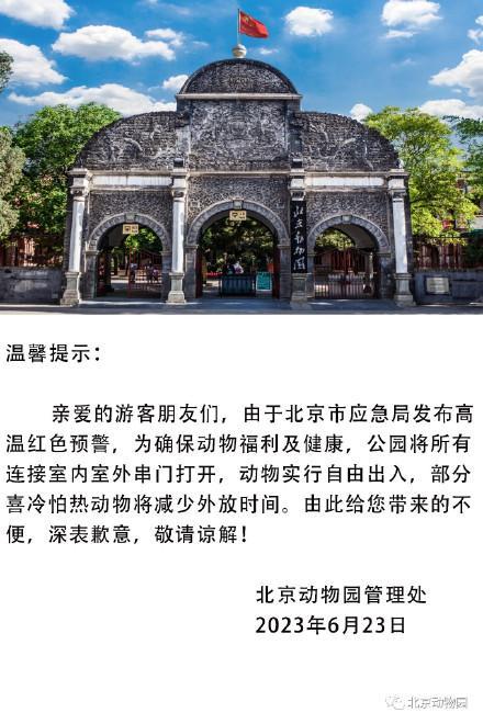 因高温北京动物园发布温馨提示 调整动物外放时间