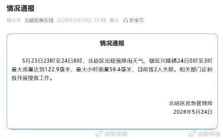 重庆北碚强降雨致一对夫妻遇难