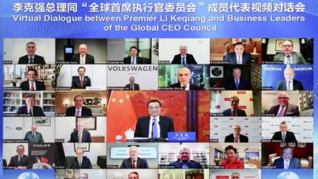 Li Keqiang nahm per Video am Global CEO Council teil
