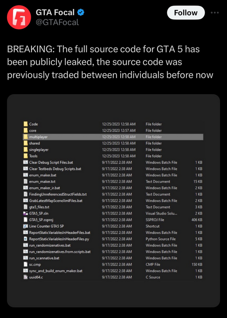 報道稱《GTA5》源代碼泄露是由於買家內訌