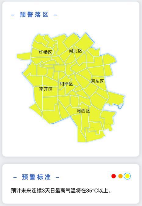 天津发布高温预警 最高气温将超35℃ 请注意防暑降温