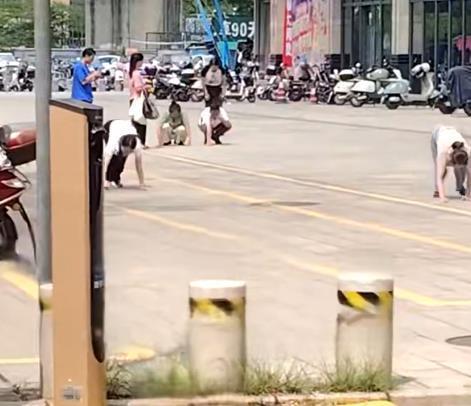 广东惠州多名男女在地上爬行并学狗叫