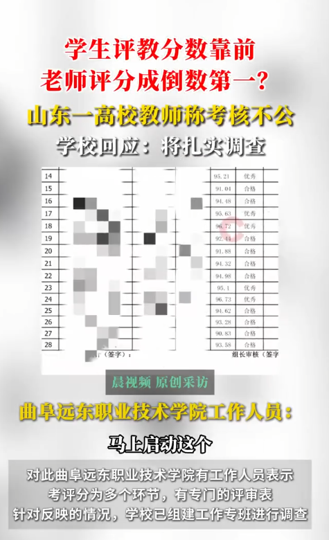 学生评教靠前老师评分却成倒数第一 教师质疑评分公正性