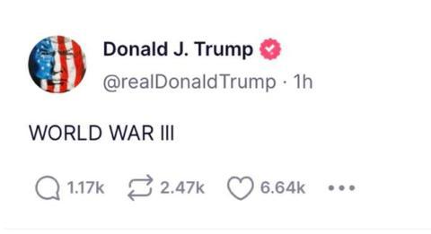 这句“第三次世界大战”的警告，特朗普说了至少5次了