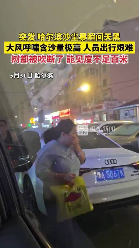哈尔滨突发沙尘暴瞬间天黑